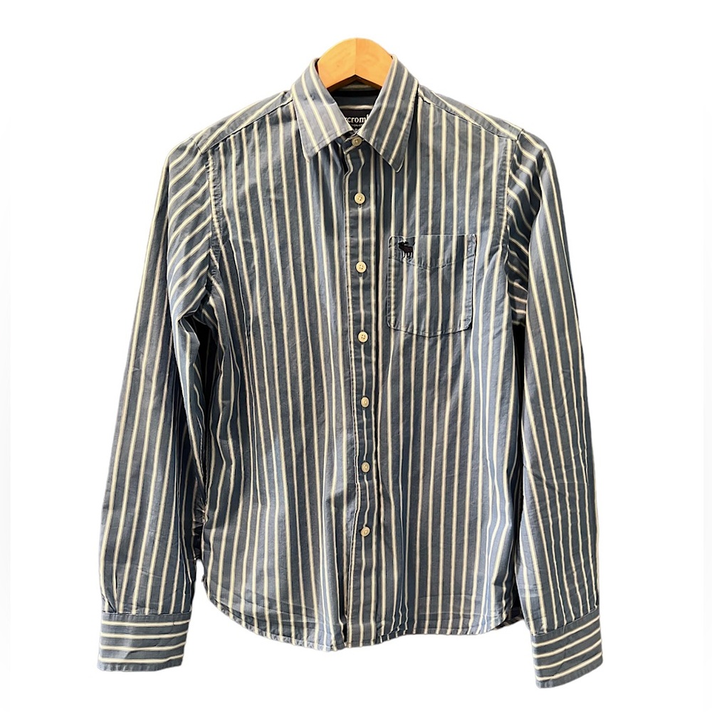 Classic Boys Abercrombie Blue Striped  Button Down Shirt Size X-Large